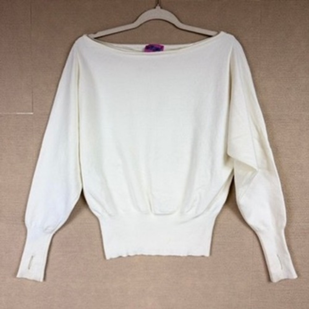 Edikted Off White Boat Neck Dolman Sleeve Sweater Thumbholes XS